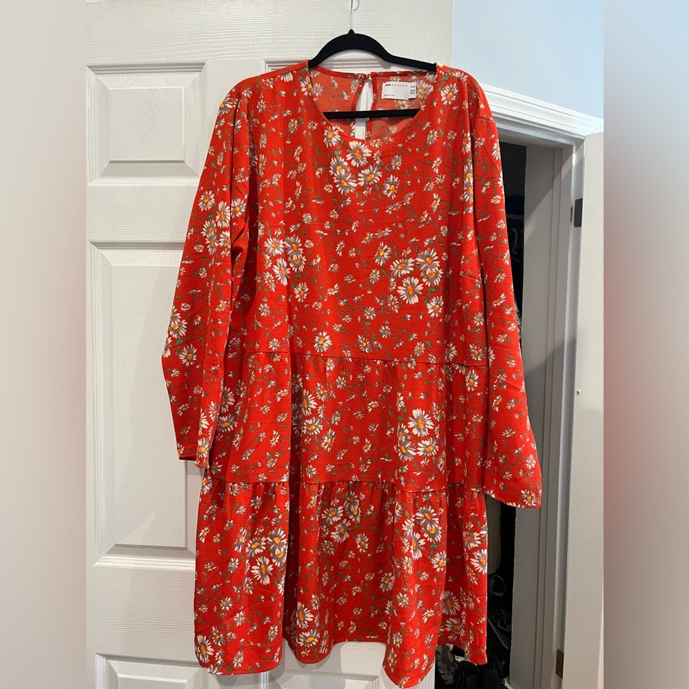 Floral red dress , plus size 3X